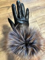 Rękawiczki damskie skóra naturalna obszycie lis